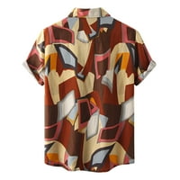 Advoicd muško ljetno casual geometrijsko tiskano košulje s kratkim rukavima Okrenite košulju ogrlica