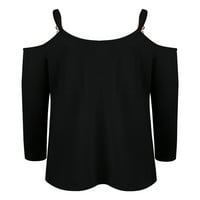 Glonme dame dugih rukava pulover neregularne hEM radne majice obična bluza od pune boje crna xl