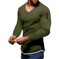 Muške majice proljeće i jesenska modna casual pune boje patentni džepni majica dugih rukava majica top