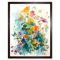Divlje cvijeće Vodeno-slika Rainbow Boja svijetla cvjetno oprugalno područje Art Art Print Framed Poster