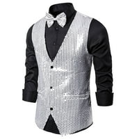 Modni muški odijelo prsluk Slim Fit Business Wedding AirstCoat za vežbanje bez rukava za WomenSilver XL