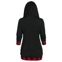 HFYIHGF Womens dukseri s kapuljačom Funnel Contrast Contrast Tunike Lagani pulover Hoodie Top Black