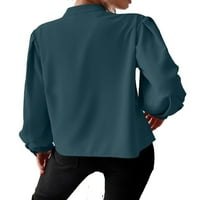 Ženske bluze Elegantne ravničke gornjeg postolja lažnih gumba s dugim rukavima zeleno s