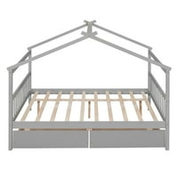Kreveti za punu veličine, drvo platforma za drvo sa ladicama, ukrasni nadstrešni krevet, čvrst okvir