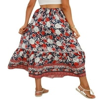 Kelajuan ženske duge suknje, elegantna elastična struka cvjetna cvjetna suknja za ljetnu ljupku za casual