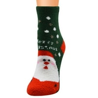 Corashan Socks Božićne žene Coral Fleece Socks Print Debljine čarape za protuklizni podne čarape, čarape za žene