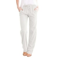 ManXivoo hlače za žene Žene Ležerne prilike pune boje labavi džepovi Elastične pojaseve struke Duge
