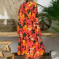 Ženske haljine labave rukav s print mini rođendanske poklone Proljeće Ljetne haljine za žene Narančasta XL