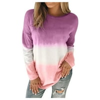 Labakihah T majice i nbsp; za žene Women Plus veličina Tie-dye Ispisani gradijentni pulover dugih rukava