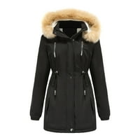 Ženski topli zadebljani kaput plus size topla u trendi zimsku oblogu čvrstog boja snježne kapute jakne