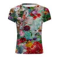 Rollbacks Womens Ljetni vrhovi Crewneck Tee majica kratki rukav cvjetni grafički print teen grils modna