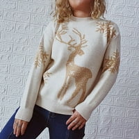 Cuoff ženski modni džemperi za žene plus veličine casual božićni tisak dugih rukava pulover dukseri