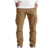 Muške teretne pantalone radne nose borbene sigurnosne teretne džepove pune hlače poliester kaki m