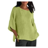 Floleo ženski puni ljetni vrhovi pund veličine rukava s rukavima okrugli vrat bluze labavi pulover casual