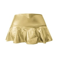 IOPQO haljine za žene kratke mini suknje za žene Trendy High Struk kožna natkrivena ruff suknja midi suknja mini suknja zlatna xl