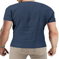 Haite Muške ljetne vrhove V rect T majice Majica s kratkim rukavima Daily Wear Basic Tee Sport Solid Bluza u boji Navy Blue XL