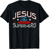 Isus originalna inspirativna superherorijska kršćanska poklon majica majica Crni medij