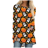 Halloween vrhovi za žene - Žene Ležerne prilike s dugim rukavima na vrhu, labava fit bluza Halloween tiskane majice