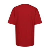 Bluze za žene modne ženske kratke rukave udobne ispis casual vrhovi pulover bluza majica okrugla vrata matični bluze, crvena, xl