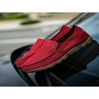 Rotosw Muški natikači Flat Walking Cipele klizanje na casual cipela modna platna Loafer Radna gumena crvena 10