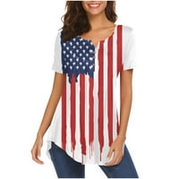 Četvrta odjeća Žene vrhovi ženski ljetni casual modni kratki rukav V majice Vrednoj Američkoj zastavi