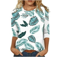 Qcmgmg dame ljetne majice nakloni za ruke za žene proljeće tropsko posad izrez labavi fit majice za