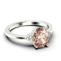 Zasljepljujući minimalistički 1. karat ovalni morgatit i dijamantni movali zaručnički prsten, vjenčani prsten u sterlingu srebra sa 18k bijelim zlatnim poklonom za Loveria, Obećaj prsten