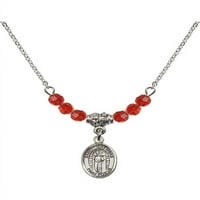 Rodijumska ogrlica s crvenim srpnim mjesecom rođenja Kamene perle i sveti mathias apostol šarm