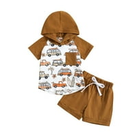 Toddler Boys Girls Kratki rukav Automobili Dinosaur Prints Torps Tors Shorts Outfits 110