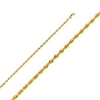 Jewels 14k žuti zlatni jastog kandža koplja šuplji dijamantna ogrlica od konopa
