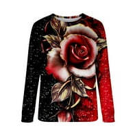 USMIXI TENDERIRDS zimske duksere za ženska krila dukserica za žene Vintage Graphics Raglan rukav labav pulover Bluze Ležerne ruže ruža Duks pad dugih rukava