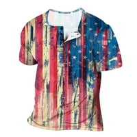 Sdjma Dan nezavisnosti Ljetne košulje za muškarce 4. jula Kratki rukav Henley majica Patriotske košulje crvene i plave prugaste košulje V rect T majice za muškarce