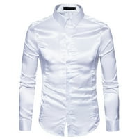 Yubnlvae muške košulje Muška povremena modna sjajna majica s dugim rukavima bijela