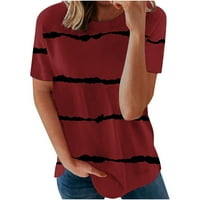Ljetne košulje za žene labave odjeće za djevojke okrugla bluza za blubu s prugama u boji blok na vrhu