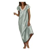Daqian Plus Veličine Haljine za žene Ženske kratkih rukava V izrez Kućna odjeća Pijamas Long haljina