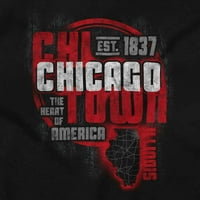 Chi Town Heart of America Chicago Muška grafička majica Tees Brisco Brends M
