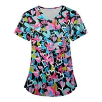 V-izrez bluza Radni odjeća Grafički otisci vrhovi kratkih rukava Moda za žene Multicolor 4xl