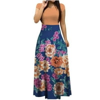Maxi haljine za žene Ljeto Retro cvjetni print casual okrugli vrat s kratkim rukavima patchwork visokog