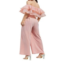 Merqwadd ženske elegantne čvrste boje rubrice sa ramena široke pantalone za noge dugim prstima Rompers