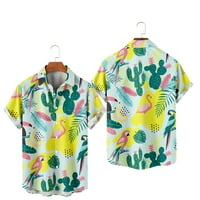 Ljetna crtana muška majica za mušku majicu, haljina od kratkih rukava sa tasterima, 3D štampanjem