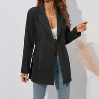 Akiigool Womens Blazer Plus size Ženska ležerna kancelarija Blazer jakna Otvorena prednja boja u boji