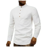 FVWitlyh 4XLT muški majica veliki i visoki muški zapadnji kauboj izvezeni dugme dugih rukava niz majicu bijela 4x-velika