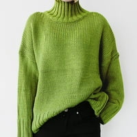 Ketyyh-CHN džemper za srce za žene Ženske turteneck prevelizirani tunički džemper dugi pulover rukavskog pukotina ležerne džemper