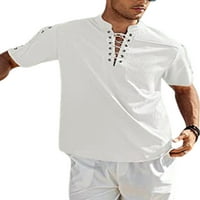 Glonme muns tops kratki rukav majica V izrez Ljetne košulje muškarci Redovna fit bluza vlagu-wicking nacrtač tee bijeli xl