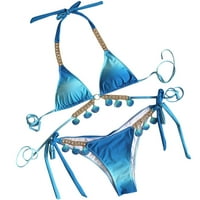 Ecqkame kupaći odijela za žene čišćenje Ženska modna gradijent Soild Bikini set kupaći kostim dva napunjena