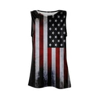 Voncos Womens Bluuses - Dan neovisnosti Elegantna vest Patriotska majica Ljetni labavi prsluk crni 2