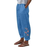 Hlače za WomenCropped pantalone za žene uredske ženske hlače sa džepovima širokog nogu casual mekog