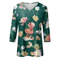 Ženske majice u rukavu u obliku rukava V V vrat Boja blok Dressy Tops Trendy šuplje cvjetne bluze T
