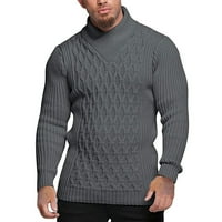Kali_store pletene pulover muškarci muški dugih rukava tiskani kabeli pleteni džemperi, casual povremeni džemper pulover tamno siva, xxl