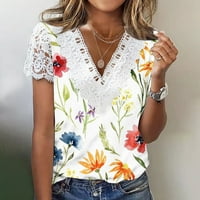 Olyvenn ženski trendy Swiss Dot T majice bljeskalice modne ljetne čipke šuplje kratkih rukava cvjetni